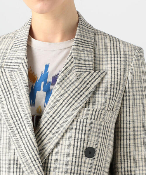 ISABEL MARANT（イザベルマラン）の「ISABEL MARANT ETOILE LEAGAYA コットンナイロン チェックダブルブレストジャケット（テーラードジャケット・レディース・ホワイト系その他・34）」の7枚目の写真