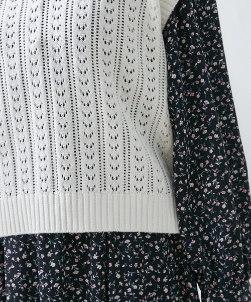 Honeys（ハニーズ）の「透かし編ベスト（ベスト・レディース・ベージュ/ホワイト/ライトグレー/ピンク/ブラック・M/L/S）」の13枚目の写真