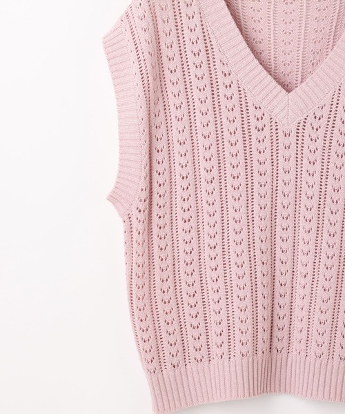 Honeys（ハニーズ）の「透かし編ベスト（ベスト・レディース・ベージュ/ホワイト/ライトグレー/ピンク/ブラック・M/L/S）」の18枚目の写真