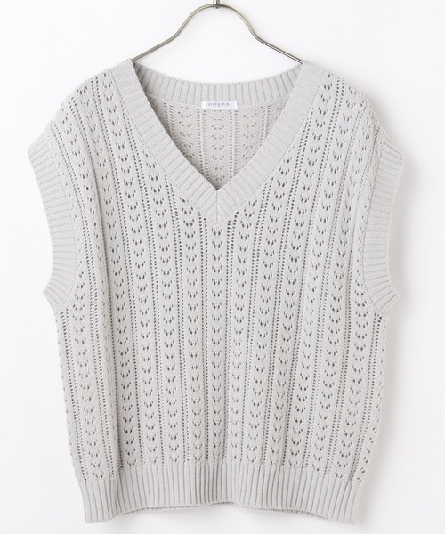 Honeys（ハニーズ）の「透かし編ベスト（ベスト・レディース・ベージュ/ホワイト/ライトグレー/ピンク/ブラック・M/L/S）」の15枚目の写真