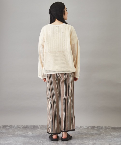 TOBILA(トビラ)の「ストライプ ニットパンツ(その他パンツ・レディース・ベージュ/ネイビー/キャメル・M)」の8枚目の写真