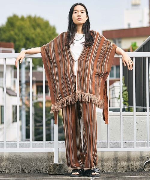 TOBILA(トビラ)の「ストライプ ニットパンツ(その他パンツ・レディース・ベージュ/ネイビー/キャメル・M)」の12枚目の写真