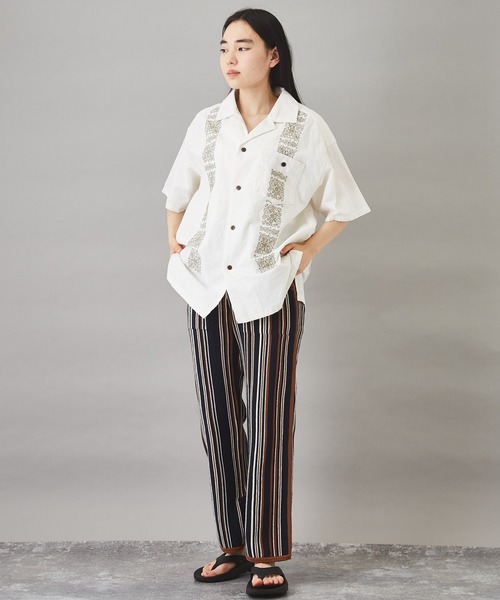 TOBILA(トビラ)の「ストライプ ニットパンツ(その他パンツ・レディース・ベージュ/ネイビー/キャメル・M)」の9枚目の写真