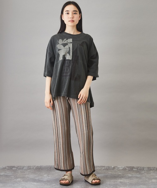 TOBILA(トビラ)の「ストライプ ニットパンツ(その他パンツ・レディース・ベージュ/ネイビー/キャメル・M)」の5枚目の写真