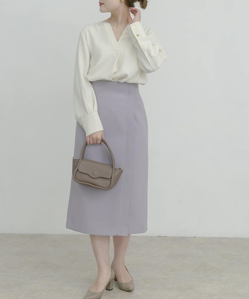 URBAN RESEARCH ROSSO WOMEN（アーバンリサーチ　ロッソ）の「フロントデザインタイトスカート（スカート・レディース・ライトベージュ/パープル系その他/ブラック・36/38）」の10枚目の写真