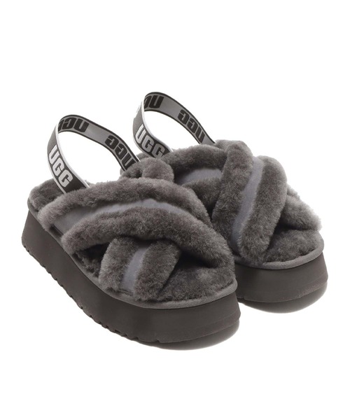 UGG グレー ファー サンダル 23cm Disco Cross Slide UGG グレー ファー サンダル 23cm Disco Cross Slide