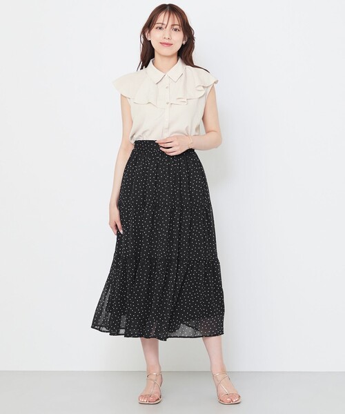 Feroux(フェルゥ)の「【洗える】シアードットティアード スカート(スカート・レディース・ホワイト系1/ブラック系1・F)」の11枚目の写真