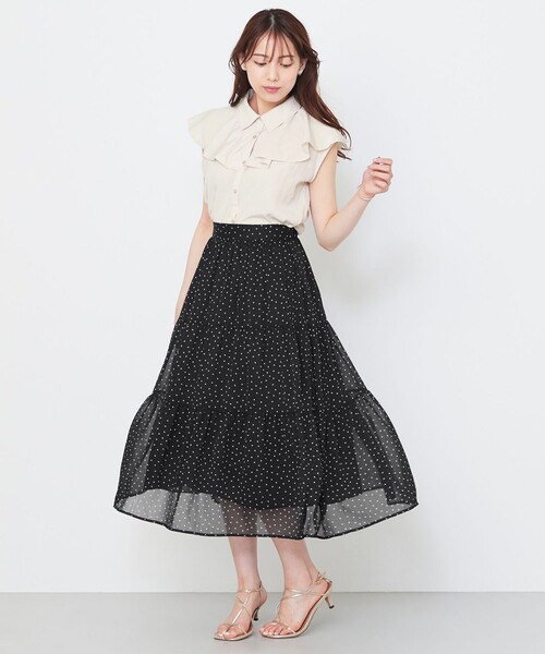 Feroux(フェルゥ)の「【洗える】シアードットティアード スカート(スカート・レディース・ホワイト系1/ブラック系1・F)」の10枚目の写真