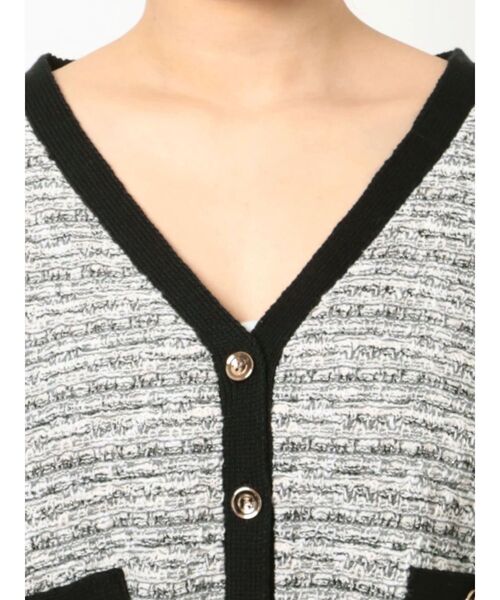 MERCURYDUO（マーキュリーデュオ）の「ニットツィードカーディガン（カーディガン/ボレロ・レディース・ブラック・FREE）」の4枚目の写真