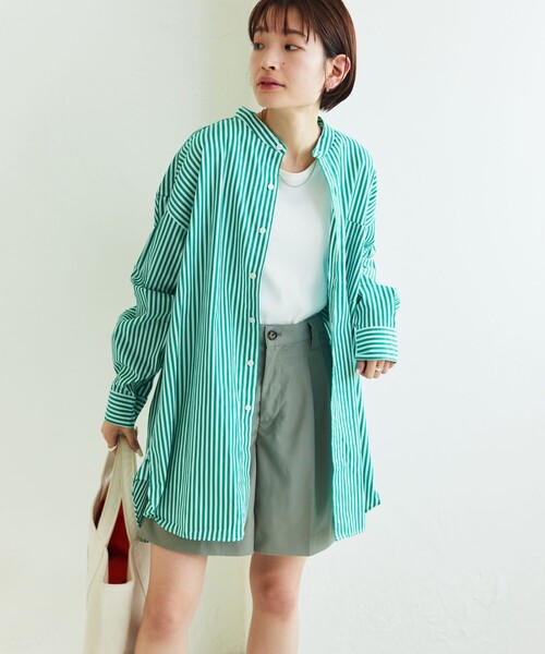 ▽【WEB限定】MACOBER×FREAK'SSTORE/マコバーストライプシャツチュニック