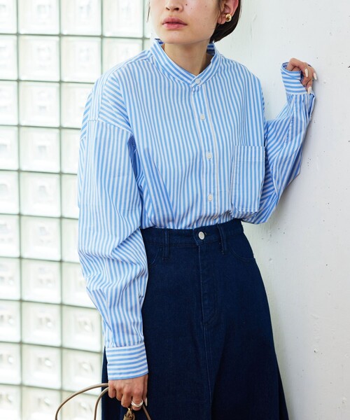 ▽【WEB限定】MACOBER×FREAK'SSTORE/マコバーストライプシャツチュニック