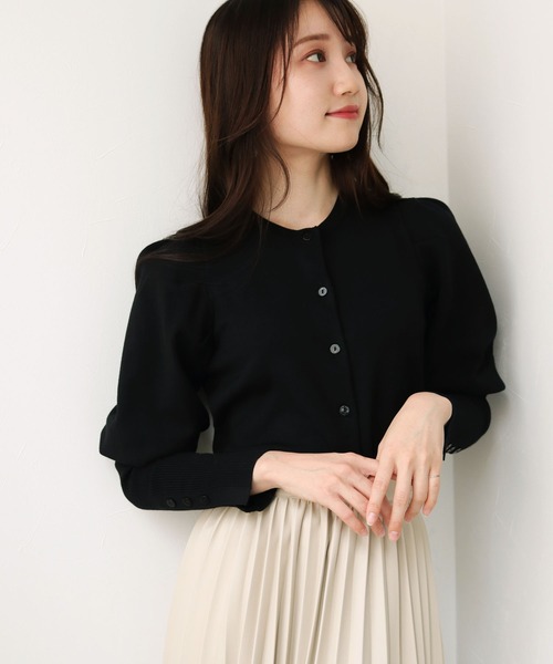 HER CLOSET（ハークローゼット）の「【twenty three】ボタンデザインパフスリーブニットカーディガン（カーディガン/ボレロ・レディース・アイボリー/ブラック/モカ/ミント・FREE）」の14枚目の写真