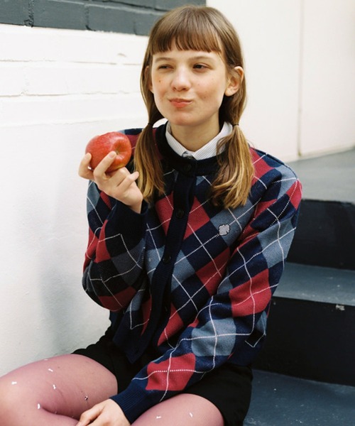 CLOTTY(クロッティ)の「A'GEM/9 × .kom『CLOTTY/クロッティ』CC ARGYLE CARDIGAN/アーガイルカーディガン(カーディガン/ボレロ・レディース・ブルー/ライトグリーン/レッド・FREE)」の3枚目の写真