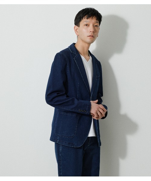AZUL by moussy(アズールバイマウジー)の「WASHABLE STRETCH DENIM JACKET/ウォッシャブルストレッチデニムジャケット(デニムジャケット・メンズ・ダークブルー/ブルー・MEDIUM/LARGE/SMALL)」の16枚目の写真