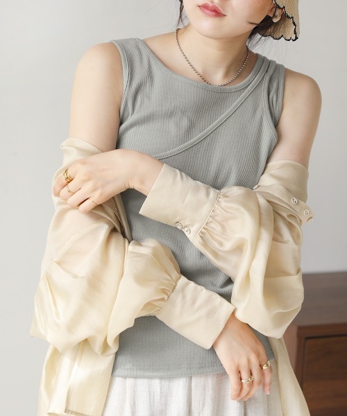 Bab（バブ）の「アシメデザインタンクトップ（タンクトップ・レディース・オレンジ/ブルー/ベージュ/ブラック・FREE）」の3枚目の写真