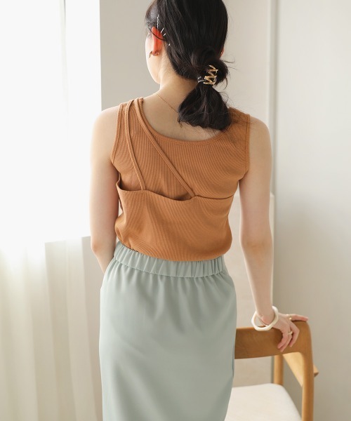 Bab（バブ）の「アシメデザインタンクトップ（タンクトップ・レディース・オレンジ/ブルー/ベージュ/ブラック・FREE）」の12枚目の写真