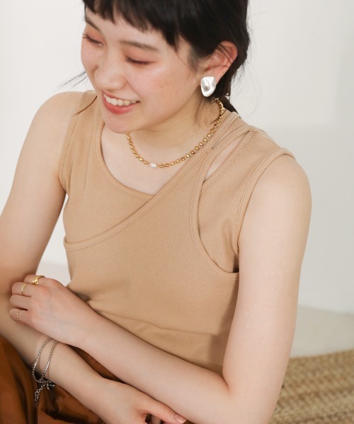 Bab（バブ）の「アシメデザインタンクトップ（タンクトップ・レディース・オレンジ/ブルー/ベージュ/ブラック・FREE）」の14枚目の写真