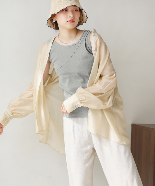 Bab（バブ）の「アシメデザインタンクトップ（タンクトップ・レディース・オレンジ/ブルー/ベージュ/ブラック・FREE）」の15枚目の写真