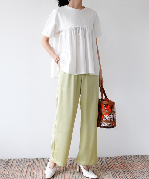 tシャツ ドッキング フレア Tシャツ レディース miniministore Tシャツ レディース トップス 重ね着風【ゆう