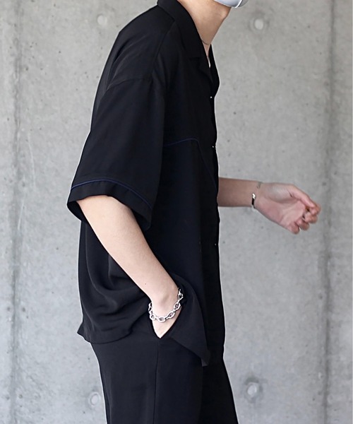 y/m by れぽすけ（イムバイレポスケ）の「ウエスタンオープンカラーシャツ（シャツ/ブラウス・メンズ・ブラック/ベージュ・MEDIUM/LARGE）」の5枚目の写真