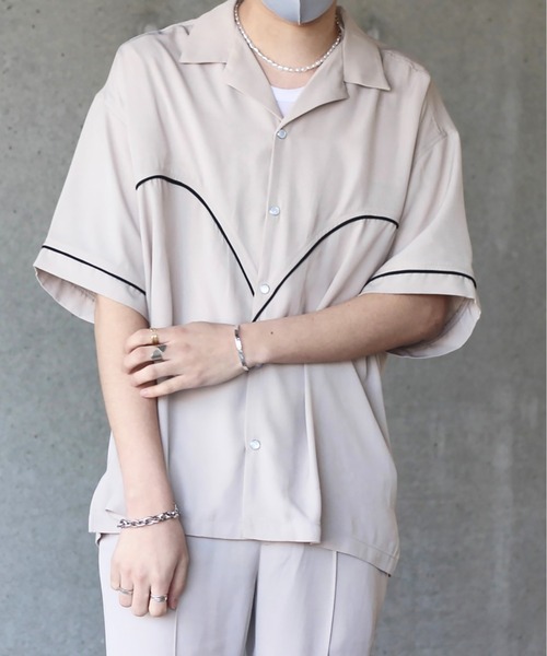 y/m by れぽすけ（イムバイレポスケ）の「ウエスタンオープンカラーシャツ（シャツ/ブラウス・メンズ・ブラック/ベージュ・MEDIUM/LARGE）」の14枚目の写真