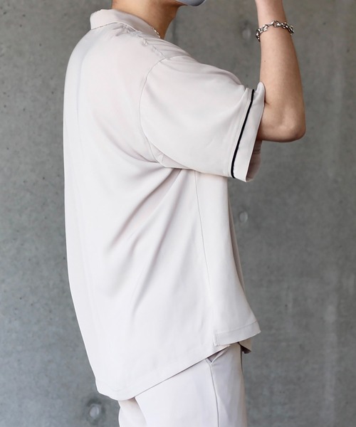 y/m by れぽすけ（イムバイレポスケ）の「ウエスタンオープンカラーシャツ（シャツ/ブラウス・メンズ・ブラック/ベージュ・MEDIUM/LARGE）」の6枚目の写真