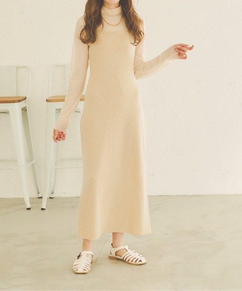 Ambre Neige（アンブルネージュ）の「ニットキャミワンピース／【WEB/EC限定商品】（ワンピース・レディース・ブラック/ベージュ/アイボリー・FREE）」の5枚目の写真