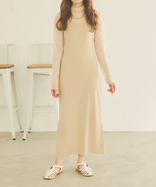 Ambre Neige（アンブルネージュ）の「ニットキャミワンピース／【WEB/EC限定商品】（ワンピース・レディース・ブラック/ベージュ/アイボリー・FREE）」の4枚目の写真