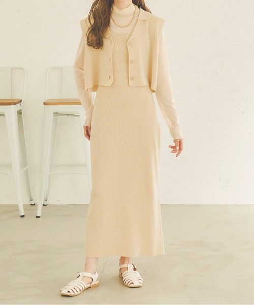 Ambre Neige（アンブルネージュ）の「ニットキャミワンピース／【WEB/EC限定商品】（ワンピース・レディース・ブラック/ベージュ/アイボリー・FREE）」の6枚目の写真