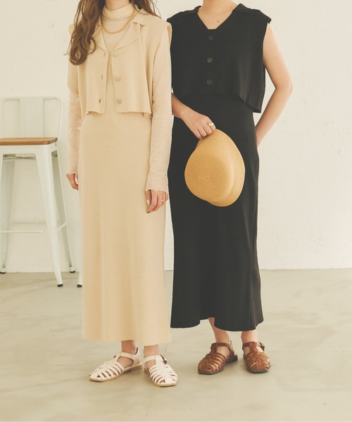 Ambre Neige（アンブルネージュ）の「ニットキャミワンピース／【WEB/EC限定商品】（ワンピース・レディース・ブラック/ベージュ/アイボリー・FREE）」の8枚目の写真