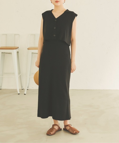 Ambre Neige（アンブルネージュ）の「ニットキャミワンピース／【WEB/EC限定商品】（ワンピース・レディース・ブラック/ベージュ/アイボリー・FREE）」の10枚目の写真