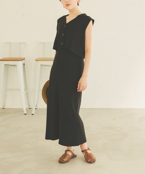 Ambre Neige（アンブルネージュ）の「ニットキャミワンピース／【WEB/EC限定商品】（ワンピース・レディース・ブラック/ベージュ/アイボリー・FREE）」の11枚目の写真