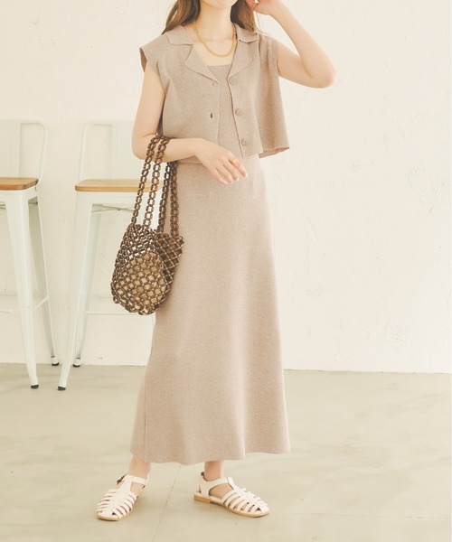 Ambre Neige（アンブルネージュ）の「ニットキャミワンピース／【WEB/EC限定商品】（ワンピース・レディース・ブラック/ベージュ/アイボリー・FREE）」の14枚目の写真