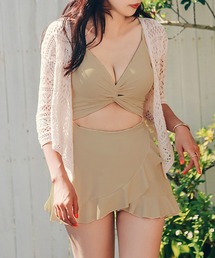 ALTROSE（アルトローズ）の「胸元クロス セパレート風 フレアスカート クロスフロントオープン ワンピース 水着（水着）」