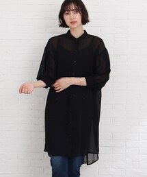 Cutie Blonde | 【S-L】シアーバンドカラーワンピース(ワンピース)