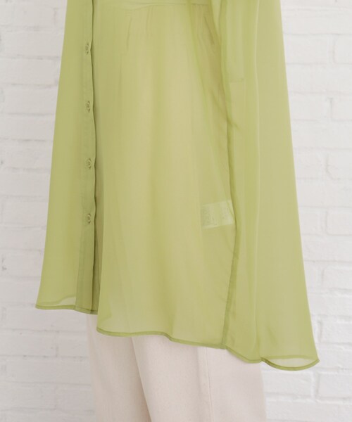 Cutie Blonde（キューティーブロンド）の「◆【S-L】シアーバンドカラーワンピース（ワンピース・レディース・ライトグレー/ブラック/黄緑系・01/02/03）」の9枚目の写真