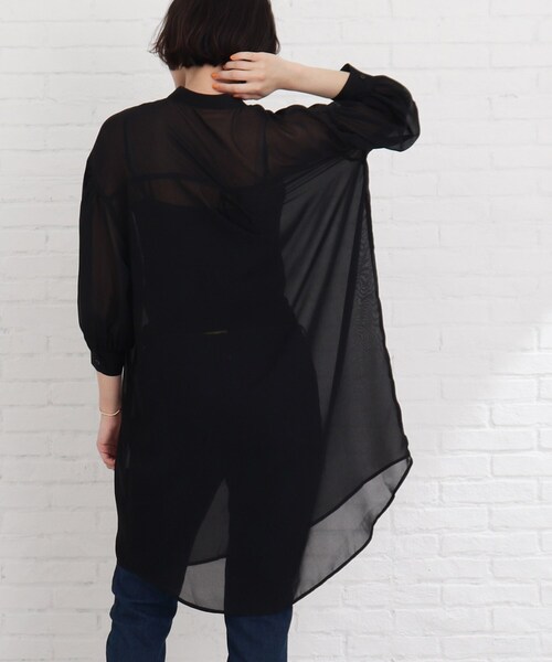 Cutie Blonde（キューティーブロンド）の「◆【S-L】シアーバンドカラーワンピース（ワンピース・レディース・ライトグレー/ブラック/黄緑系・01/02/03）」の20枚目の写真