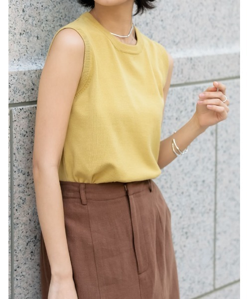 Re:EDIT（リエディ）の「ノースリーブサマーニットトップス（ニット/セーター・レディース・ピンク/ブルー/ブラック/グリーン/ホワイト/オレンジ/ベージュ/イエロー/ホワイト系その他/キャメル・MEDIUM/LARGE）」の8枚目の写真