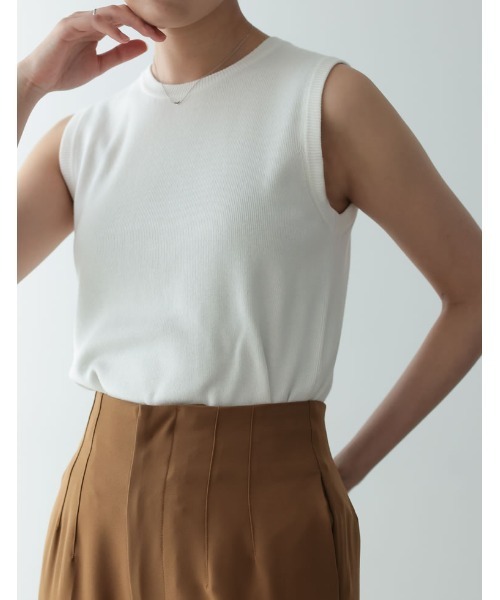 カシミヤタッチノースリーブニットトップス