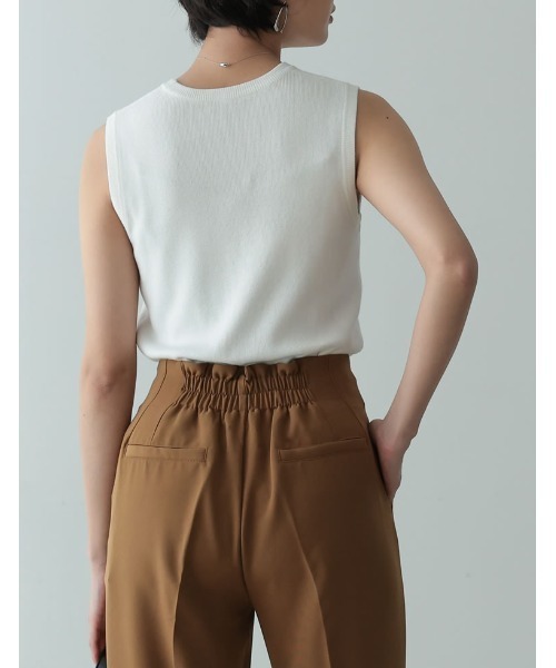 カシミヤタッチノースリーブニットトップス