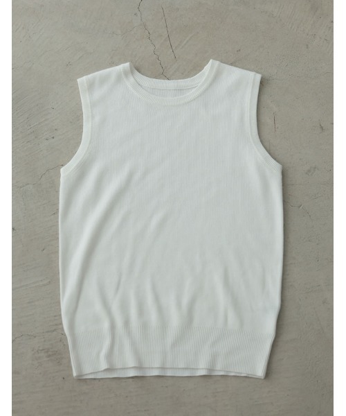 カシミヤタッチノースリーブニットトップス