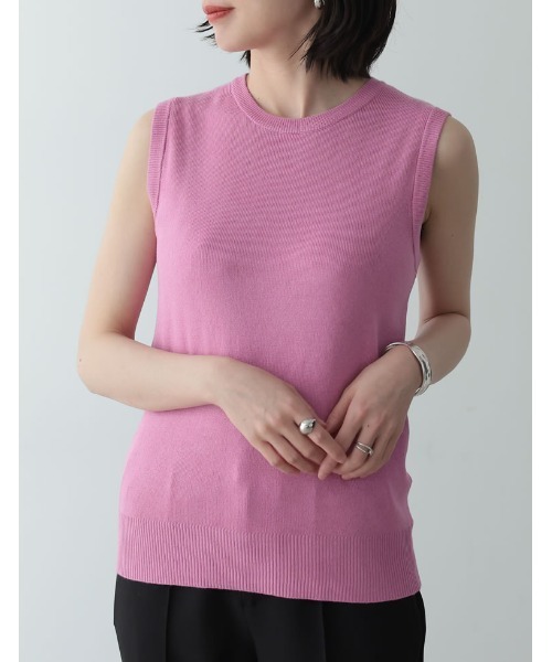 カシミヤタッチノースリーブニットトップス