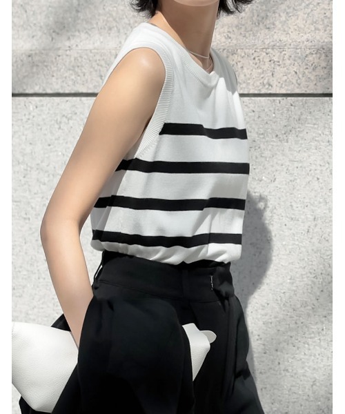 Re:EDIT（リエディ）の「ノースリーブサマーニットトップス（ニット/セーター・レディース・ピンク/ブルー/ブラック/グリーン/ホワイト/オレンジ/ベージュ/イエロー/ホワイト系その他/キャメル・MEDIUM/LARGE）」の20枚目の写真