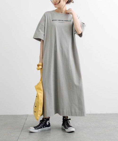 THEATRE PRODUCTS（シアタープロダクツ）の「【THEATRE PRODUCTS BORWN】ロゴプリントカットソーワンピース（ワンピース・レディース・ネイビー/グレー/グレイッシュベージュ・FREE）」の16枚目の写真