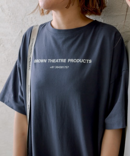 THEATRE PRODUCTS（シアタープロダクツ）の「【THEATRE PRODUCTS BORWN】ロゴプリントカットソーワンピース（ワンピース・レディース・ネイビー/グレー/グレイッシュベージュ・FREE）」の9枚目の写真