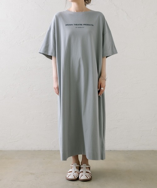 THEATRE PRODUCTS（シアタープロダクツ）の「【THEATRE PRODUCTS BORWN】ロゴプリントカットソーワンピース（ワンピース・レディース・ネイビー/グレー/グレイッシュベージュ・FREE）」の17枚目の写真