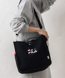 FILA×PEANUTS/フィラ×ピーナッツ 2WAY バッグ スヌーピー 綿 キャンバス スナップ釦 ボタン トートバッグ ハンドバッグ ショルダートート