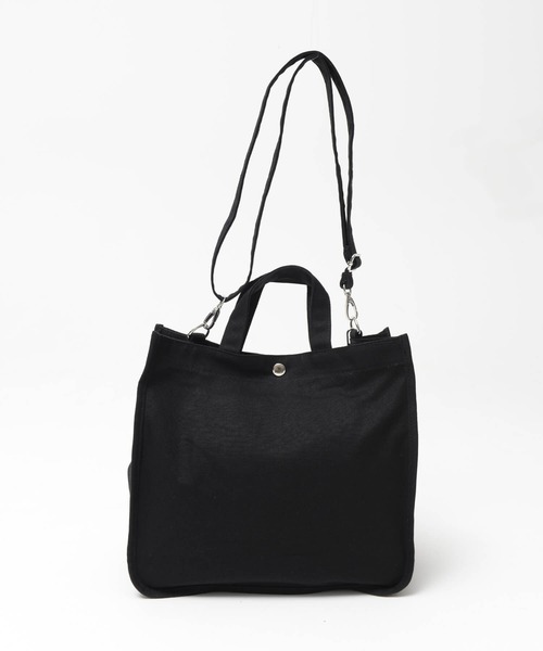 FILA（フィラ）の「FILA×PEANUTS/フィラ×ピーナッツ 2WAY バッグ スヌーピー 綿 キャンバス スナップ釦 ボタン トートバッグ ハンドバッグ ショルダートート（トートバッグ・レディース・ブラック/オフホワイト・FREE）」の5枚目の写真