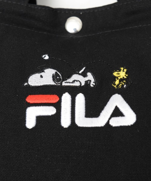 FILA（フィラ）の「FILA×PEANUTS/フィラ×ピーナッツ 2WAY バッグ スヌーピー 綿 キャンバス スナップ釦 ボタン トートバッグ ハンドバッグ ショルダートート（トートバッグ・レディース・ブラック/オフホワイト・FREE）」の7枚目の写真
