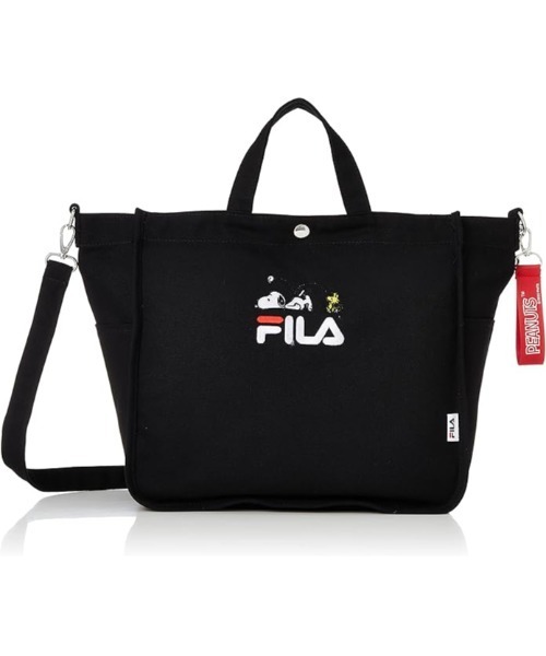 FILA（フィラ）の「FILA×PEANUTS/フィラ×ピーナッツ 2WAY バッグ スヌーピー 綿 キャンバス スナップ釦 ボタン トートバッグ ハンドバッグ ショルダートート（トートバッグ・レディース・ブラック/オフホワイト・FREE）」の17枚目の写真